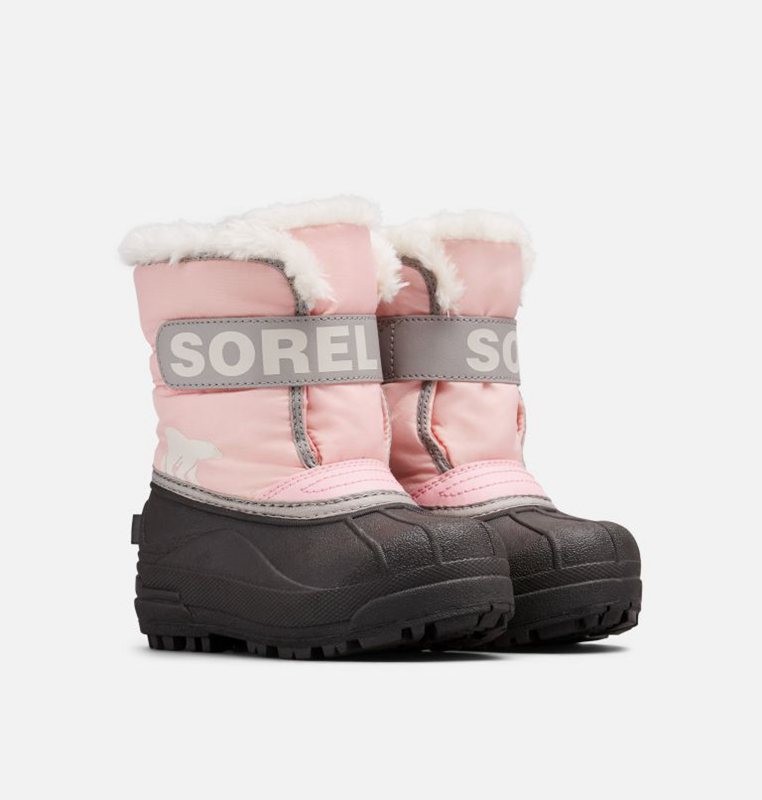 Kids Snow Boots Pink/Black - Sorel Childrens Commander™ - 157-BKGDRP